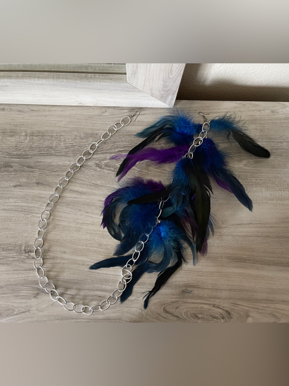 Feather Earring Silver Necklace